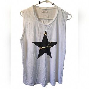 bobi White Muscle Tee with Black Star